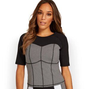 New York & Company Colorblock Corset Yoga Top Contrast Stitch